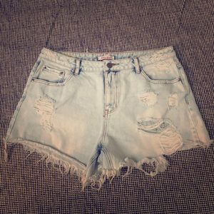 Ripped jean shorts